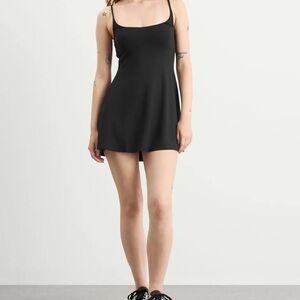 Skims Smooth Lounge Strap Mini Dress in Onyx
